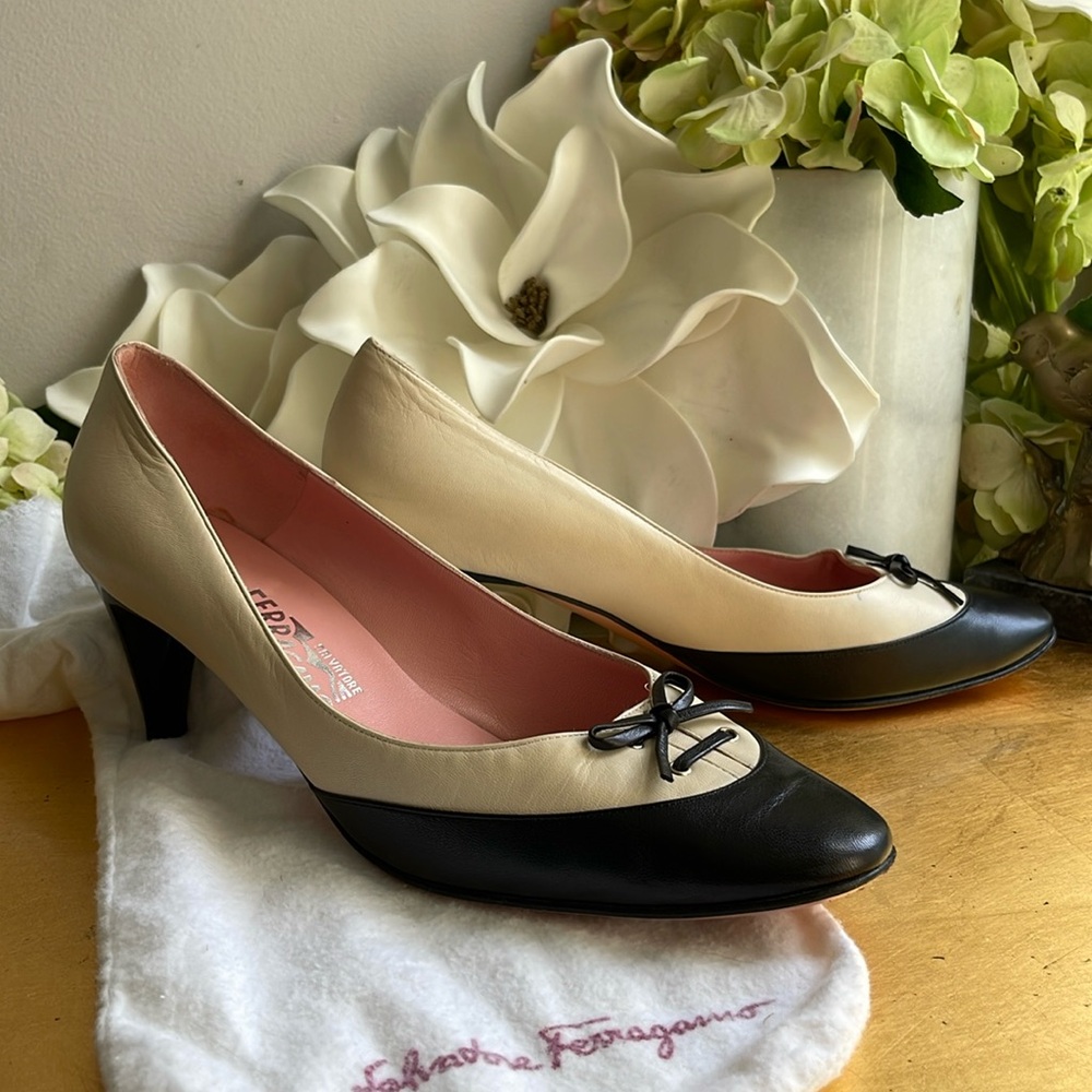 Salvatore Ferragamo Tow-Tone Ballet Heels